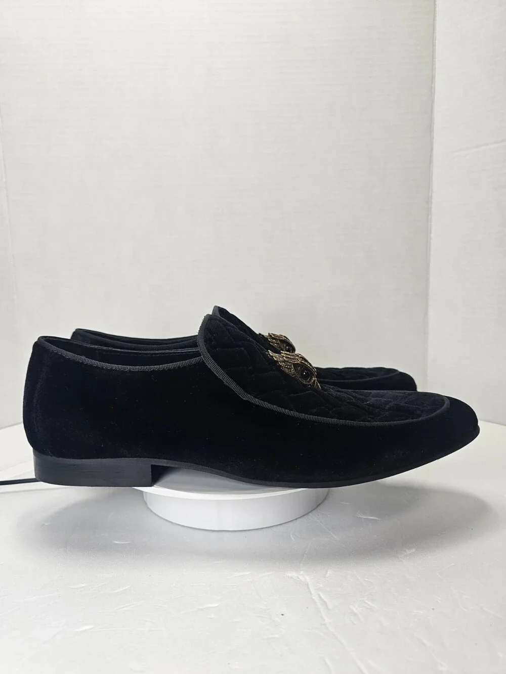 Kurt Geiger London Black Velvet Eagle Head Loafers Men’s US 8.5 UK 7.5 EU 41.5